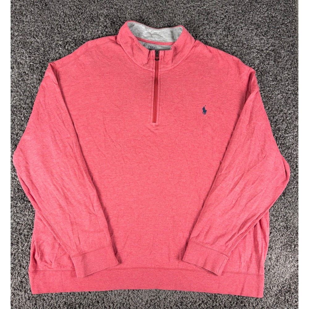 Polo Ralph Lauren Performance Mens 3XB Pink Heather Quarter Zip Pullover Sweater